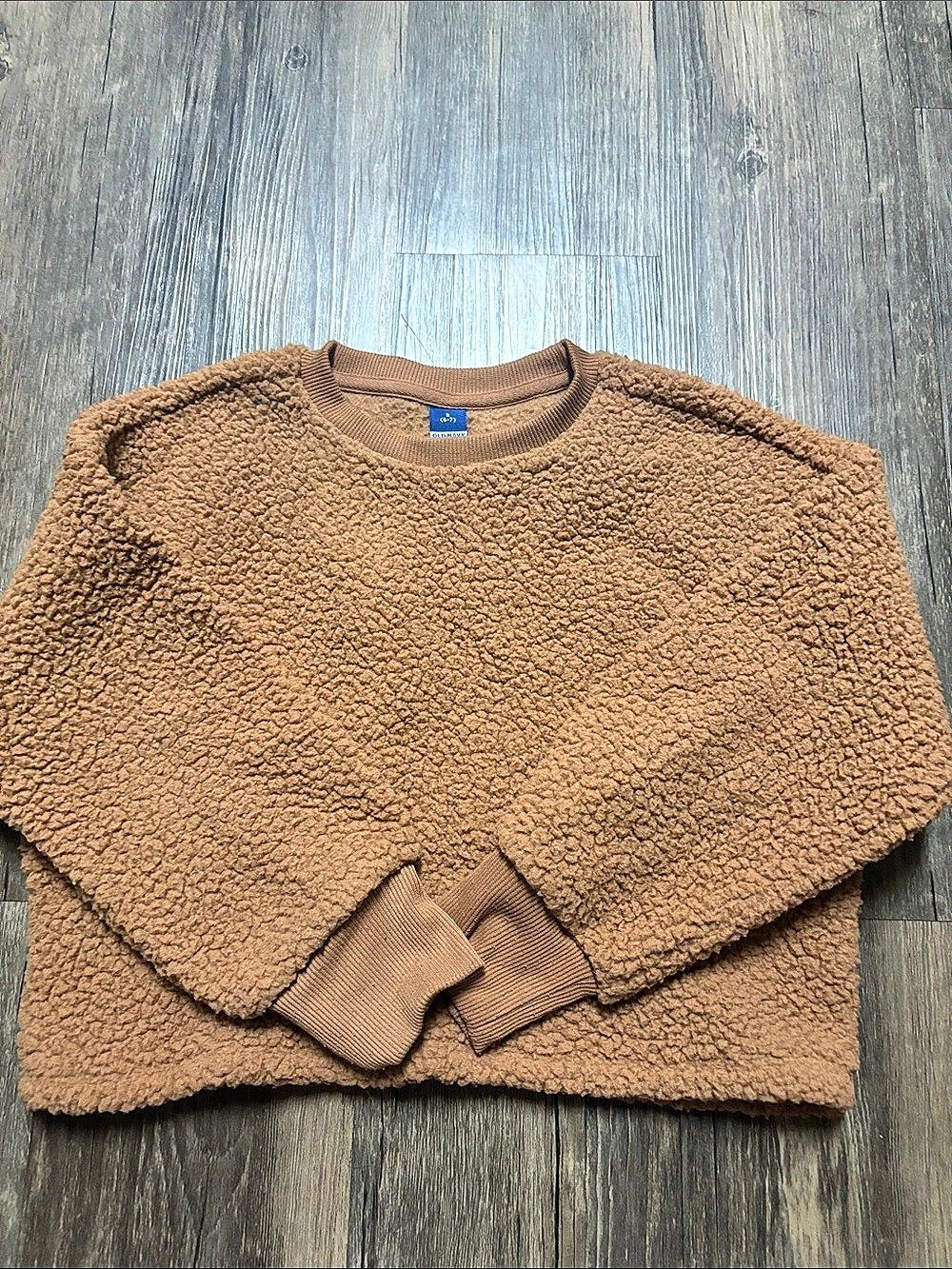 Kids Old Navy Loose Cozy Sherpa Sweatshirt Brown Fleece Pullover